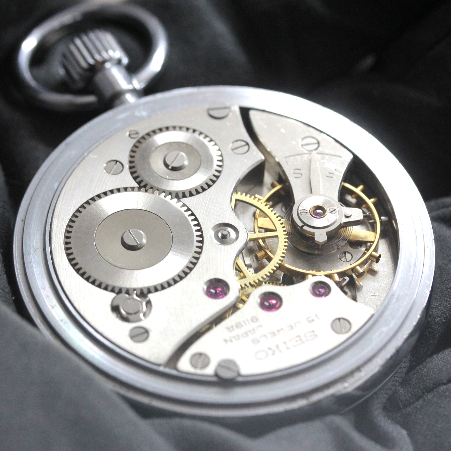 昭和46年の19セイコー鉄道時計/15石/秒針止め機能/絶版時計/19seiko-1356