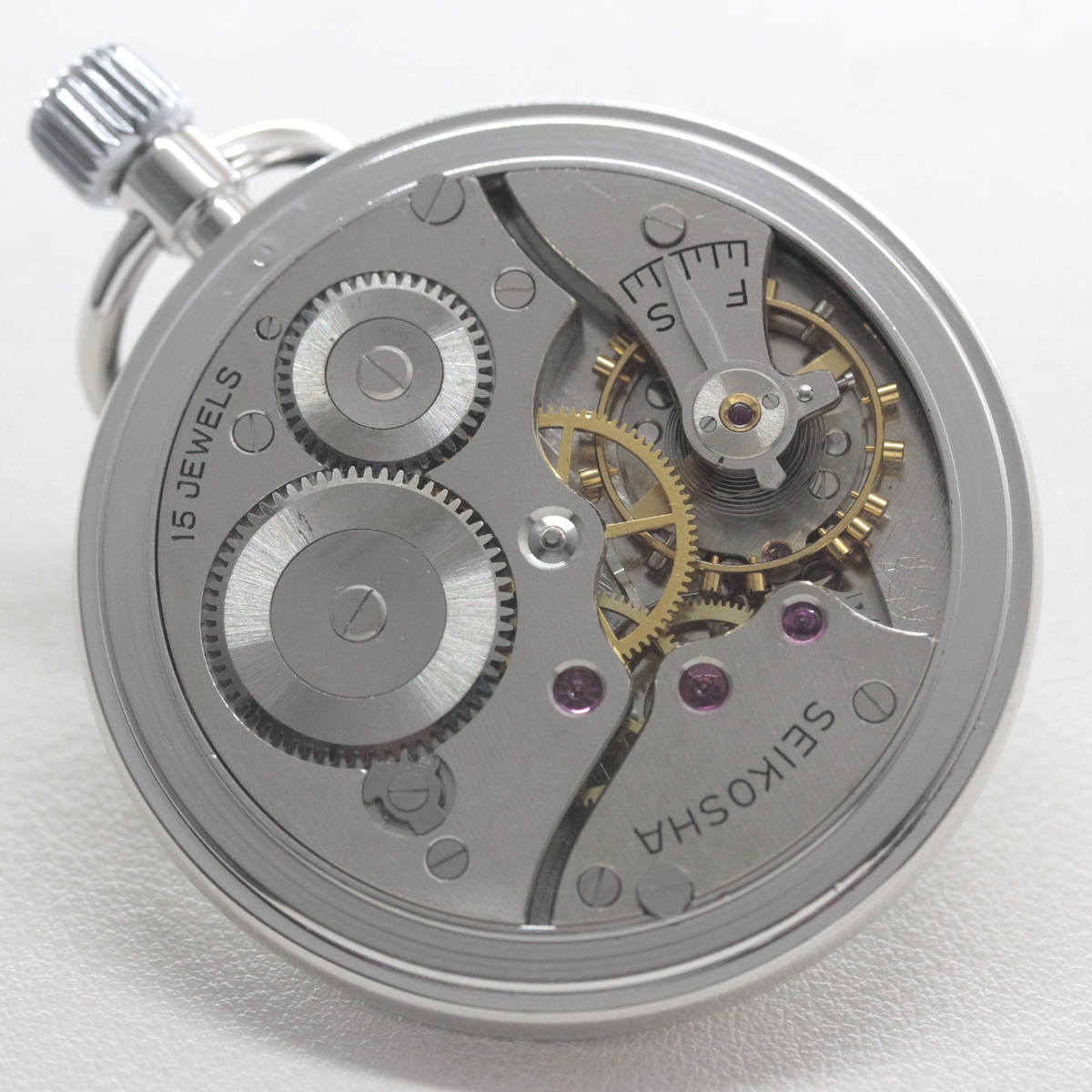 マット仕上げの15石ムーブメント 当店だけの再メッキ特別モデル 鏡面仕上げ 19seiko-1402