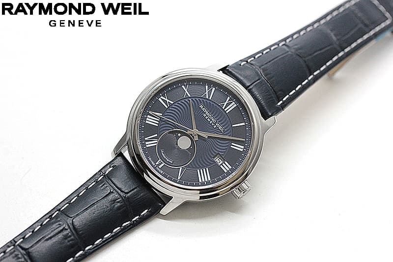 レイモンドウェイル マエストロ(MAESTRO)ムーンフェイズ 2239-STC-00509 ブルー レザー 腕時計