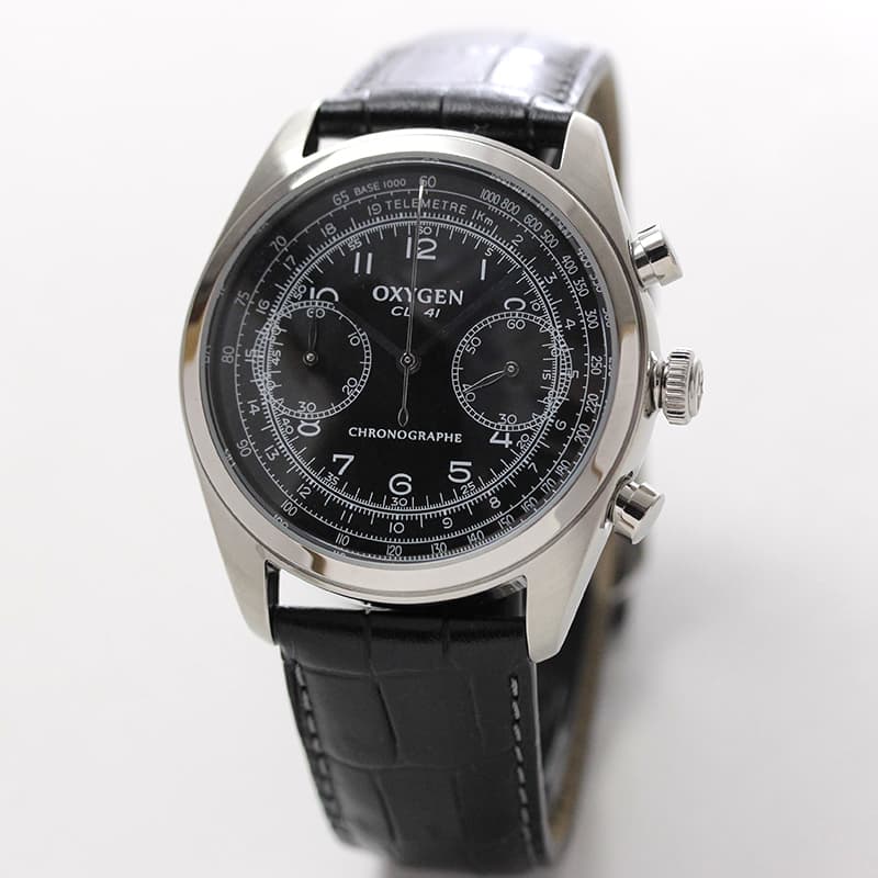 オキシゲン(OXYGEN)クロノ レジェンド 41 L-CH-AYR-41 メンズ クォーツ ブラック 腕時計