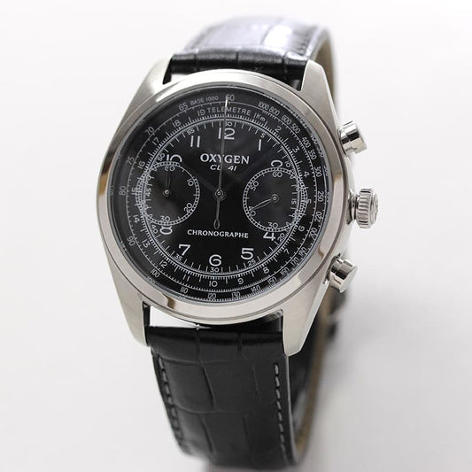 オキシゲン(OXYGEN)クロノ レジェンド 41 L-CH-AYR-41 メンズ クォーツ ブラック 腕時計