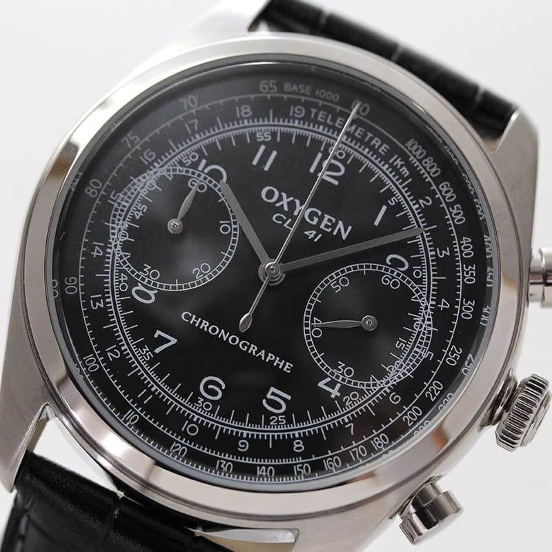 オキシゲン(OXYGEN)クロノ レジェンド 41 L-CH-AYR-41 メンズ クォーツ ブラック 腕時計
