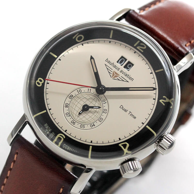バウハウス(BAUHAUS)AVIATION クォーツ デュアルタイム 腕時計 2446-2QZ
