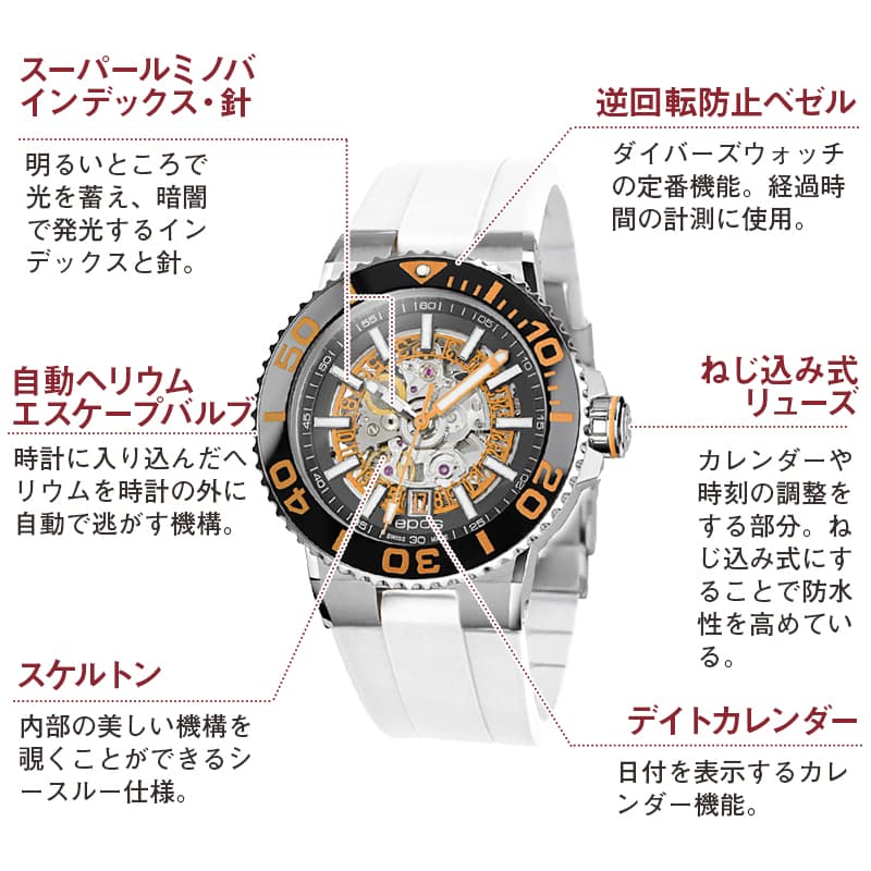 エポス(epos)/SPORTIVE/ダイバーズウォッチ/ 3441SKBKORWHR 腕時計