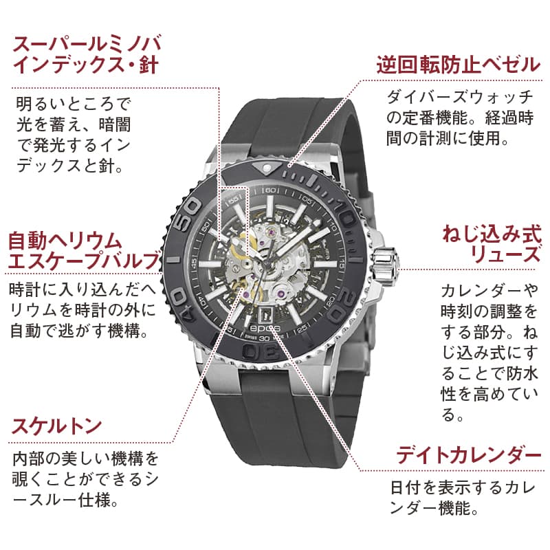 エポス(epos)/SPORTIVE/ダイバーズウォッチ/3441SKBKR 腕時計