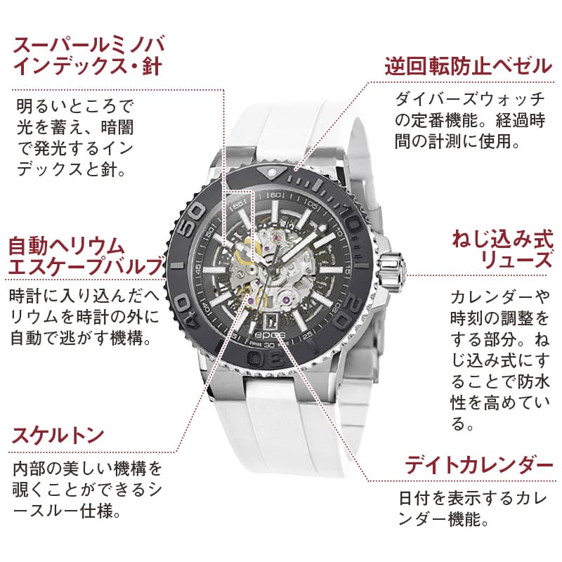 エポス(epos)/SPORTIVE/ダイバーズウォッチ/3441SKBKWHR 腕時計