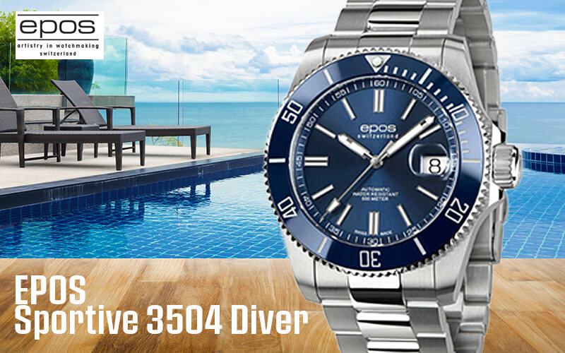 EPOS(エポス)/3504 Diver/ダイバーズウォッチ/3504BL ブルー 腕時計