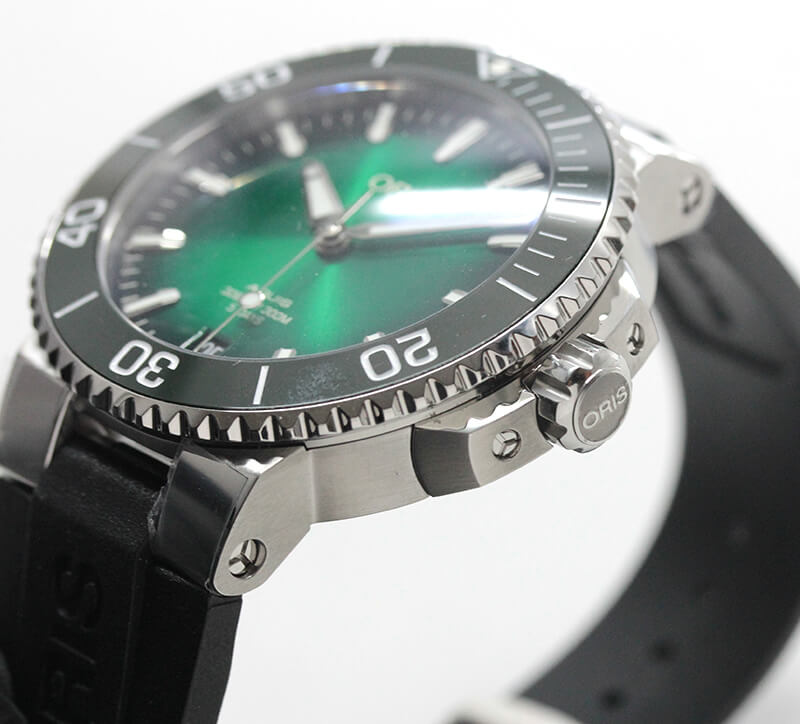 オリス/Oris/ダイビング/AQUIS(アクイス)/キャリバー400/ダイバーズウォッチ 400 7769 4157-07 4 22 74FC 41.5mm径 グリーン ラバーベルト 腕時計