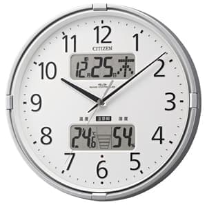 RHYTHM 電波掛時計4FY618-019 温湿度・警告表示・カレンダー機能付 CITIZEN シチズン 環境目安表示機能付電波掛け時計 インフォームナビF