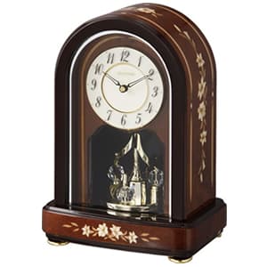 【新品未使用】4SG786HG06 RHG-S70 [日本製象嵌細工置時計] RHYTHM リズム クオーツ置き時計 RHG-S70【4sg786hg06】 茶色象嵌