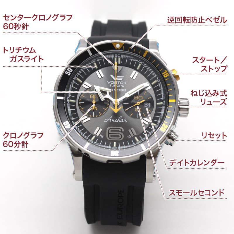 VOSTOK EUROPE(ボストーク・ヨーロッパ)/ANCHAR(アンチャール)/世界限定モデル/クロノグラフ/クォーツ/6S21-510A584/腕時計