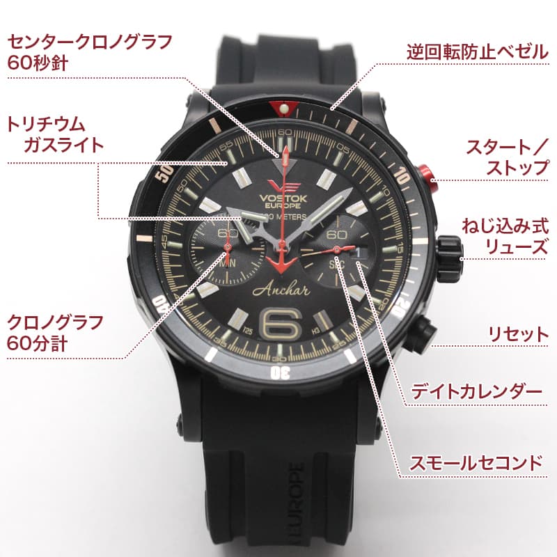 VOSTOK EUROPE(ボストーク・ヨーロッパ)/ANCHAR(アンチャール)/世界限定モデル/クロノグラフ/クォーツ/6S21-510C582/腕時計