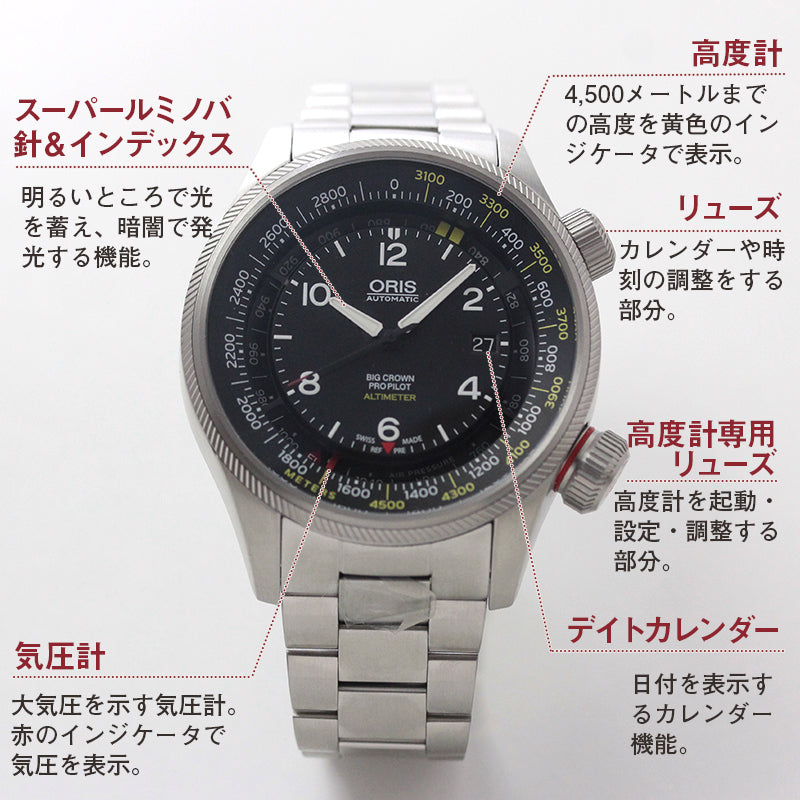 オリス ビッグクラウン プロパイロット ALTIMETER メートルスケールタイプ/733 7705 4164-Set 腕時計