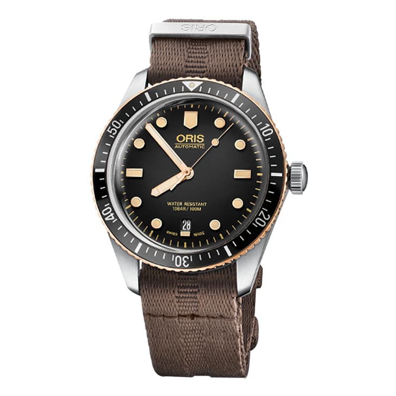 オリス(Oris)ダイバーズ65(Divers Sixty-Five)733.7707.4354 ブラックダイヤル×サテンベルト 腕時計