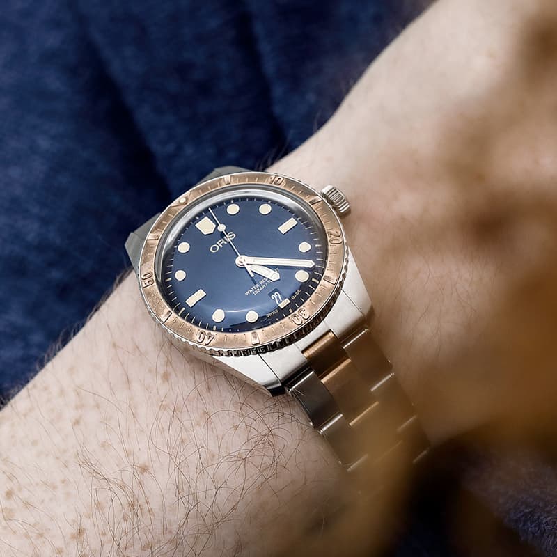 オリス(Oris)ダイバーズ65(Divers Sixty-Five)733 7707 4355-07 8 20 17 ブルーダイヤル×ブロンズ製ベゼル 腕時計