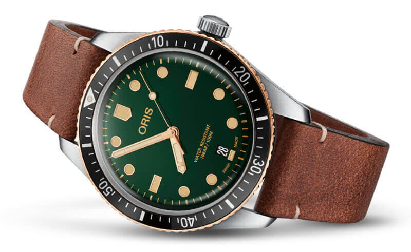 オリス(Oris)ダイバーズ65(Divers Sixty-Five)733.7707.4357 グリーンダイヤル×レザー 腕時計