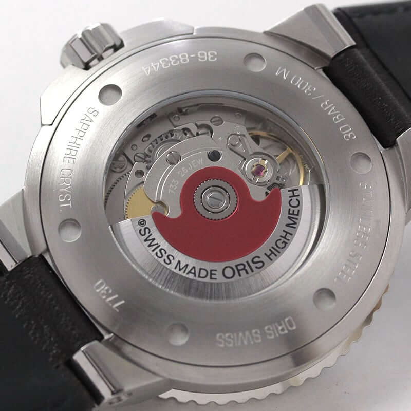 オリス/Oris/ダイビング/AQUIS(アクイス) デイト/ブラック文字盤/レザーベルト/ 733 7730 4134-07 5 24 10EB 腕時計