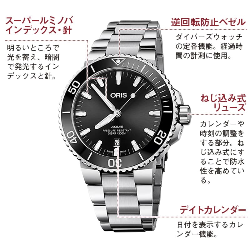 オリス/Oris/ダイビング/AQUIS(アクイス) デイト733 7730 4134-07 8 24 05PEB 腕時計
