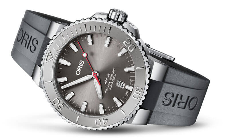 オリス/Oris/ダイビング/AQUIS(アクイス) デイト/レリーフ グレーカラー 腕時計 733 7730 4153-07 4 24 63EB