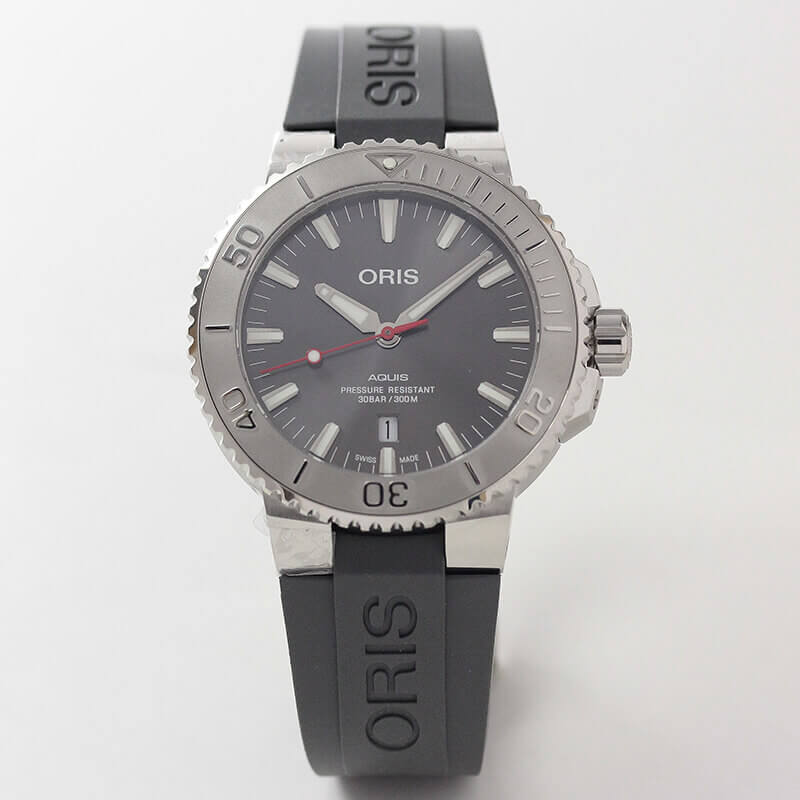 オリス/Oris/ダイビング/AQUIS(アクイス) デイト/レリーフ グレーカラー 腕時計 733 7730 4153-07 4 24 63EB