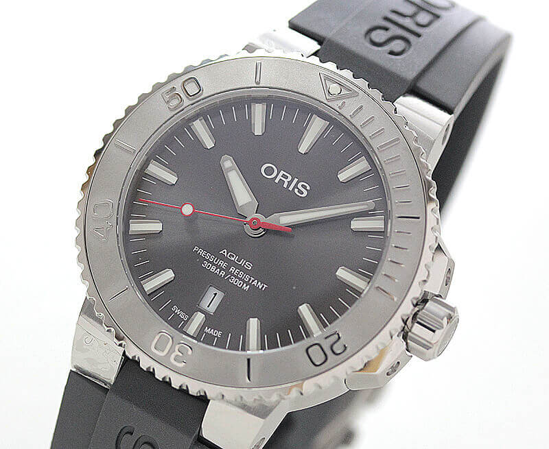 オリス/Oris/ダイビング/AQUIS(アクイス) デイト/レリーフ グレーカラー 腕時計 733 7730 4153-07 4 24 63EB