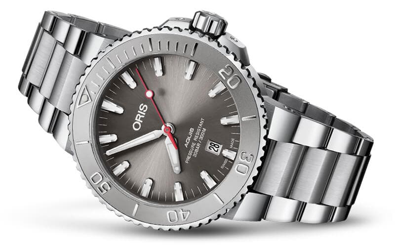 オリス/Oris/ダイビング/AQUIS(アクイス) デイト/レリーフ グレーカラー 腕時計 733 7730 4153-07 8 24 05PEB