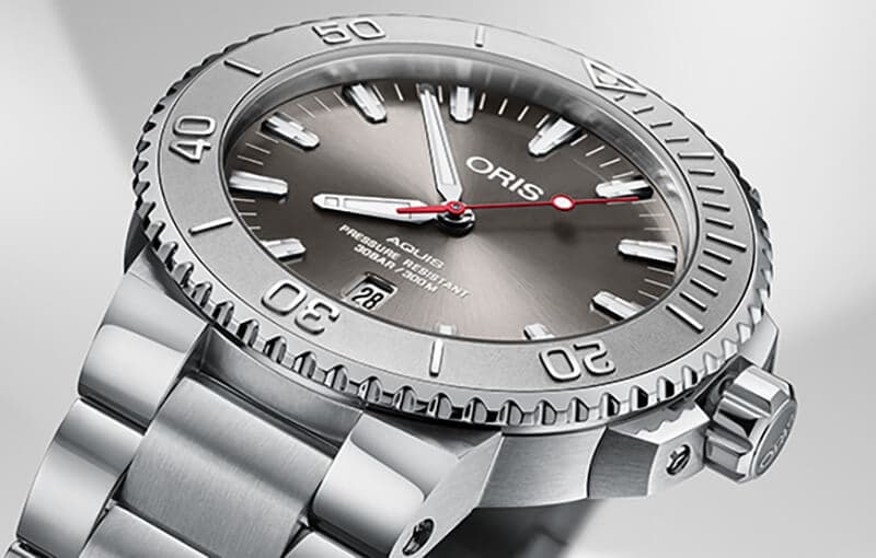 オリス/Oris/ダイビング/AQUIS(アクイス) デイト/レリーフ グレーカラー 腕時計 733 7730 4153-07 8 24 05PEB
