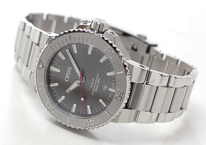 オリス/Oris/ダイビング/AQUIS(アクイス) デイト/レリーフ グレーカラー 腕時計 733 7730 4153-07 8 24 05PEB