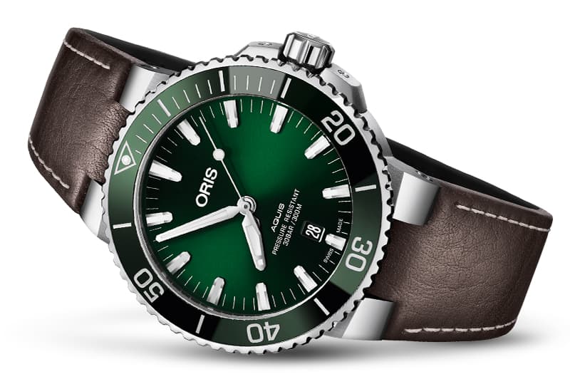 オリス/Oris/ダイビング/AQUIS(アクイス) デイト/グリーン文字盤/レザーベルト/ 733 7730 4157-07 5 24 10EB 腕時計
