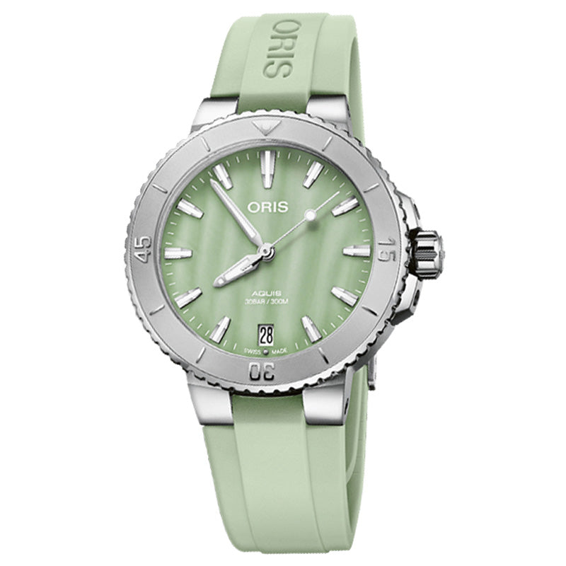 オリス/Oris/AQUIS(アクイス) 36.5mm MOP(マザーオブパール)ダイアル レディース 腕時計 733 7770 4157-07 4 18 67FC(シーフォームグリーン)