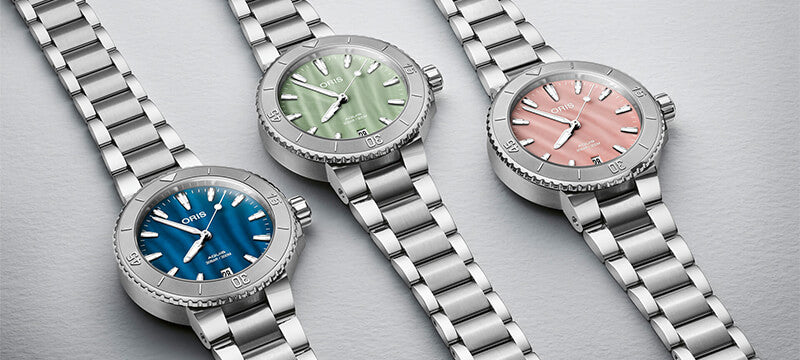 オリス/Oris/AQUIS(アクイス) 36.5mm MOP(マザーオブパール)ダイアル レディース 腕時計 733 7770 4158-07 8 18 05P(ブラッシュピンク)