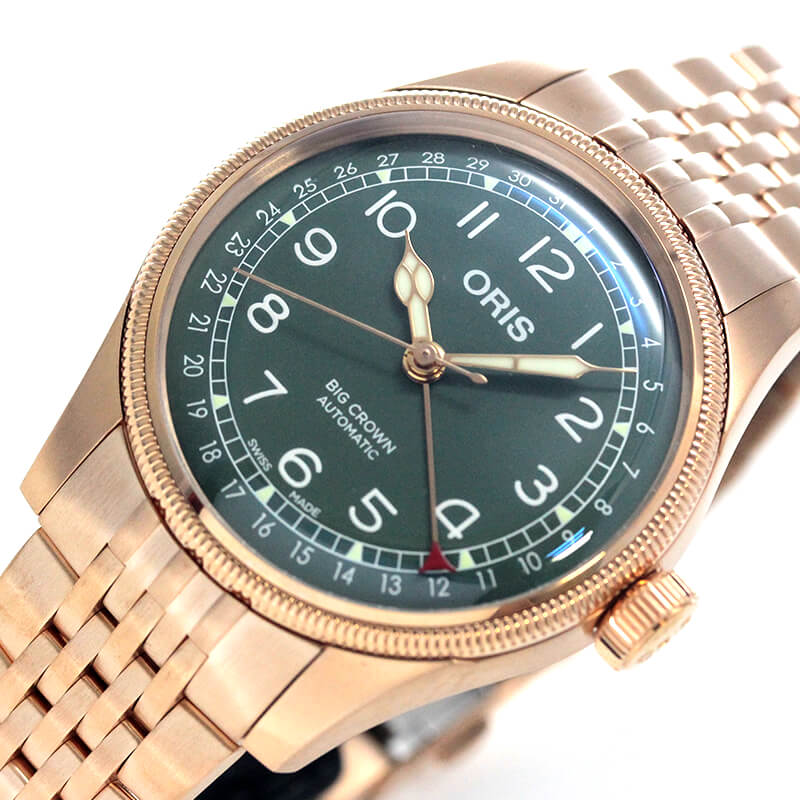 オリス(ORIS) ビッグクラウンポインターデイト フルブロンズ 754 7741 3167-07 8 20 01 腕時計 グリーン