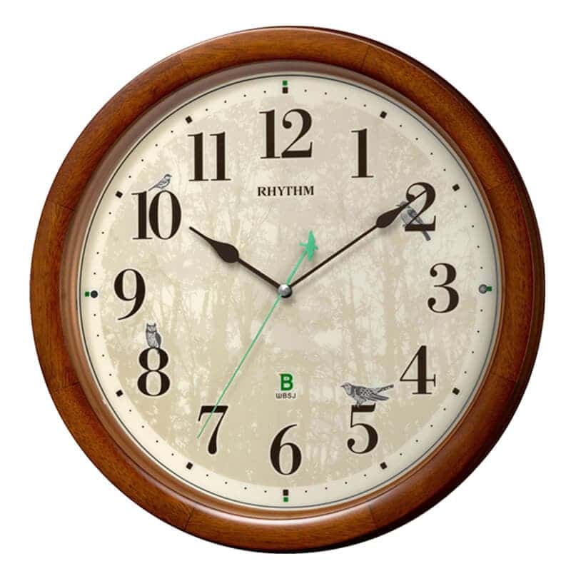 RHYTHM リズム 日本野鳥の会 四季の野鳥 報時掛時計 報時付き 電波