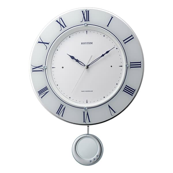 RHYTHM 掛時計 トライメテオ8MX402SR03 白 振り子時計 RHYTHM リズム 電波 振り子 掛け時計 トライメテオ 8MX402SR03 白