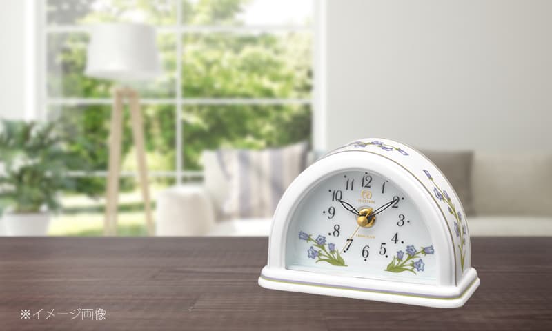 RHYTHM リズム 有田焼 磁器枠 置き時計 つりがね草 感謝 8RG624HG12
