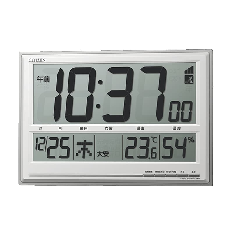 新品／シチズンCITIZEN電波時計8RZ199-019デジタル置掛兼用 温湿度 シチズン CITIZEN 電波時計 温度、六曜表示付き掛け置き兼用クロック