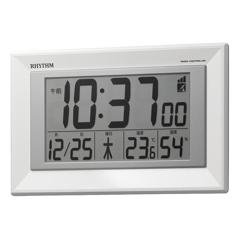 RHYTHM リズム 掛け置き兼用 デジタル 電波クロック フィットウェーブD204 白 8RZ204SR03