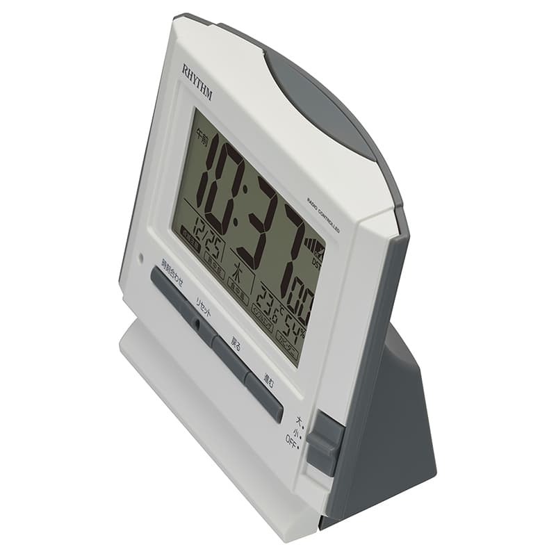 RHYTHM リズム デジタル 電波 目覚まし時計 フィットウェーブD222 8RZ222SR03 白