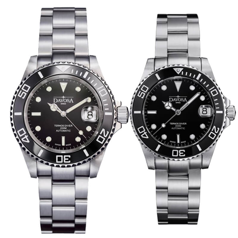 DAVOSA(ダボサ) Ternos Ceramic(テルノス セラミック)40mmと36.5mm ブラック ペアウォッチ 200m防水