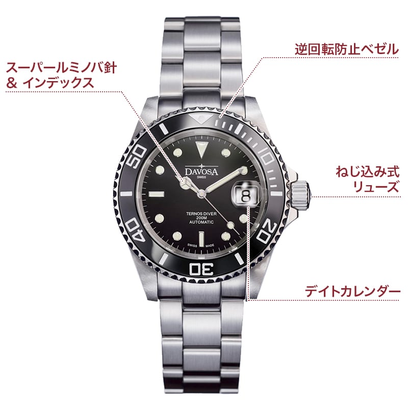 DAVOSA(ダボサ) Ternos Ceramic(テルノス セラミック)/自動巻き/ブラック/メンズ/ 161.555.50 腕時計