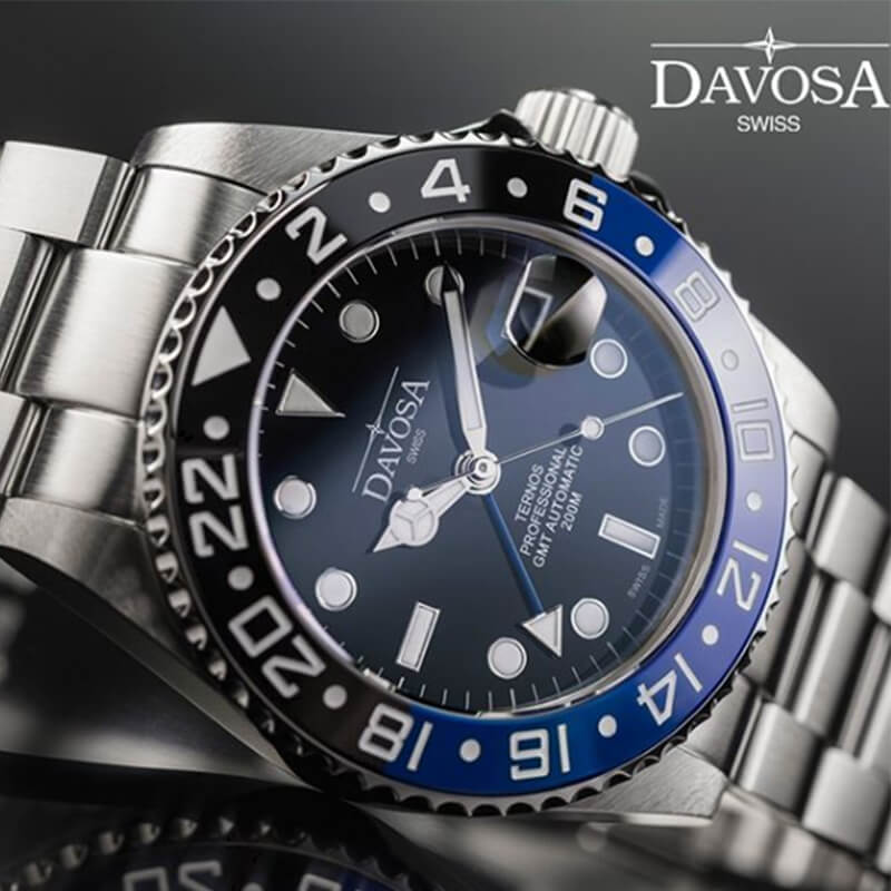 DAVOSA(ダボサ) Ternos GMT Pro(テルノス プロ)/自動巻き/GMTプロ ブラック&ブルー/メンズ/ 161.571.45 腕時計