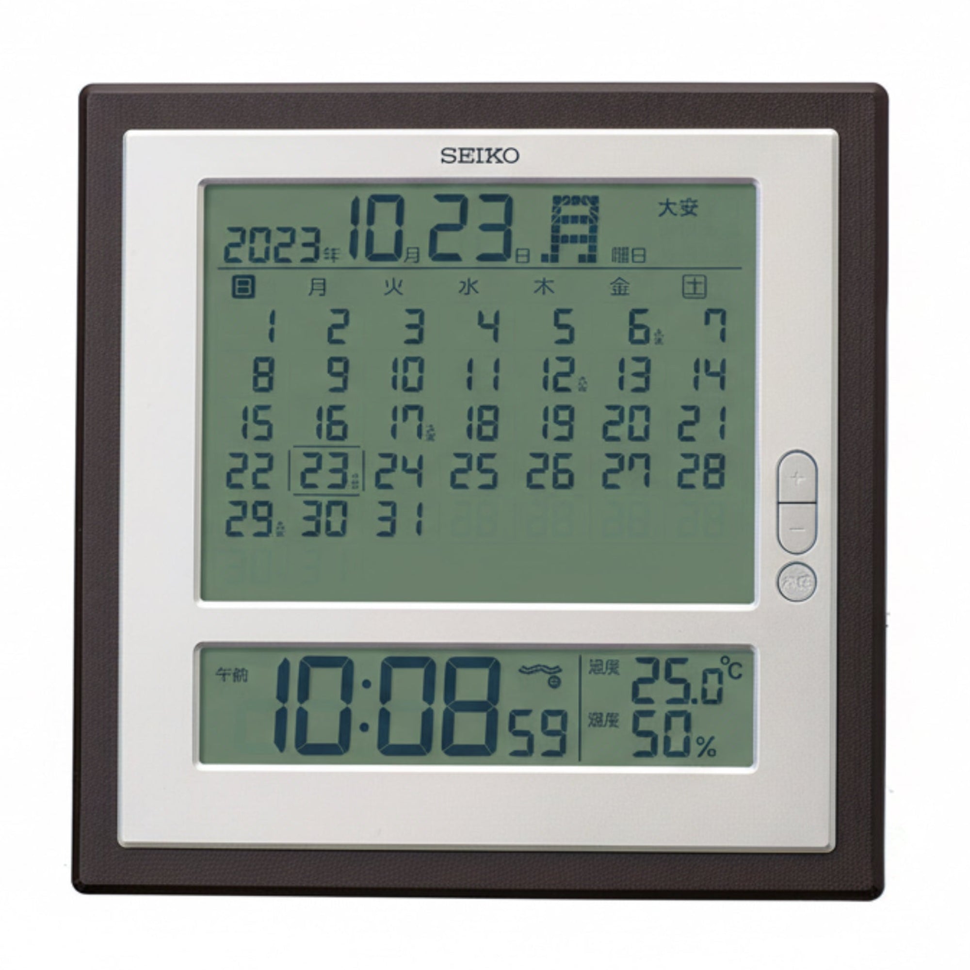 新品　未使用　温度湿度カレンダー六曜表示電波掛け時計　定価¥19,800- SEIKO セイコー 温湿度表示 六曜カレンダー付き 電波掛け時計【SQ450B