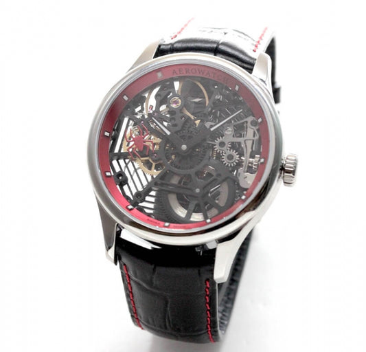 アエロ(AERO)/スケルトンCobweb/手巻き式/A 50981 AA21 レッドカラー 腕時計