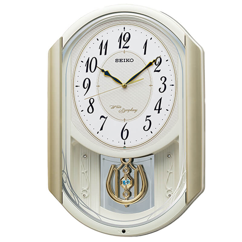 SEIKO セイコー 電波アミューズ掛け時計 薄金色パール【AM263S