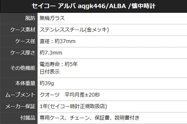 セイコー アルバ AQGK446/ALBA /懐中時計