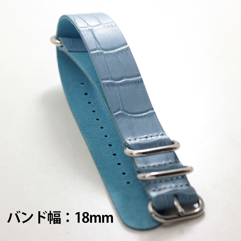時計 レザーベルト 18mm パウダーブルー