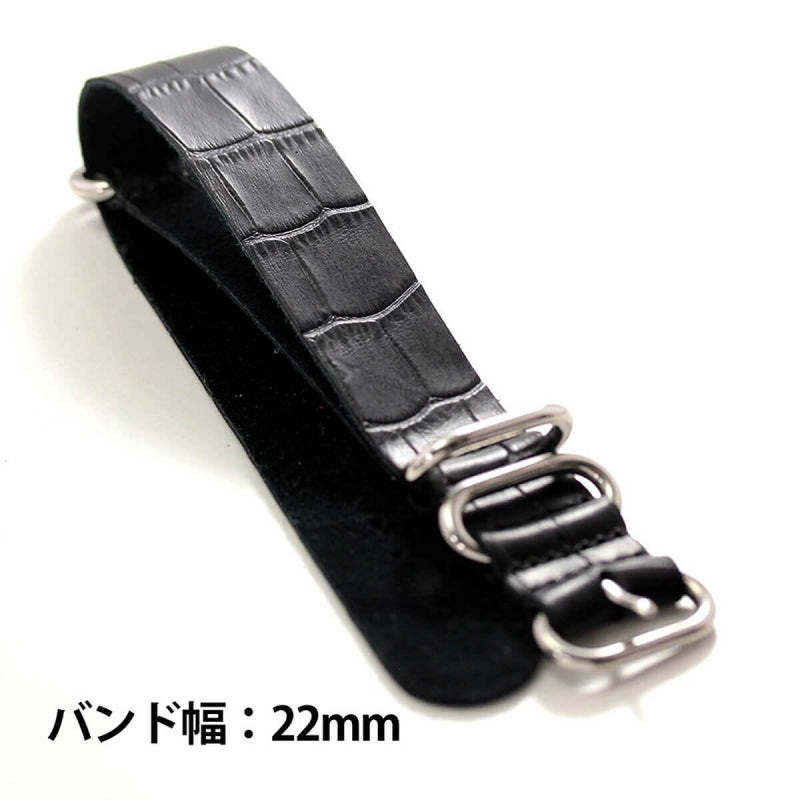 時計 レザーベルト 22mm ブラックカラー