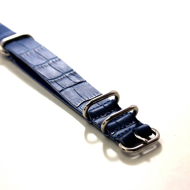 時計 レザーベルト 22mm ブルーカラー