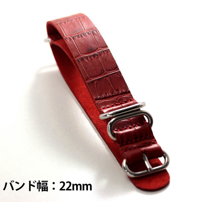 時計 レザーベルト 22mm レッドカラー