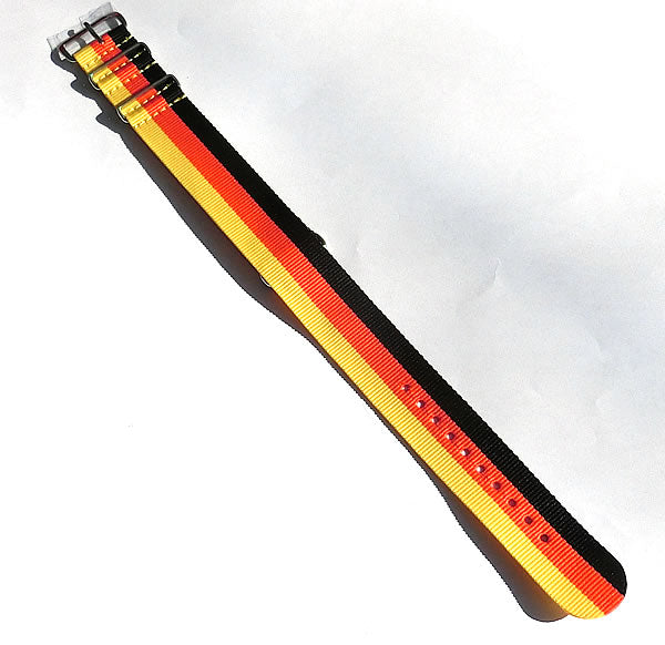 時計ナイロンバンド NATOベルト イエロー×オレンジ×ブラック 22mm幅